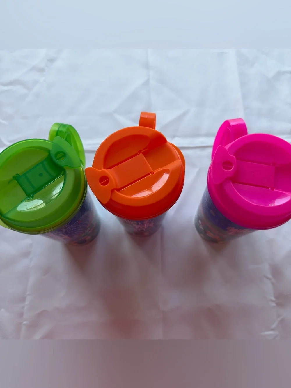 Lot of 3 Walt Disney World Travel Tumbler Green, Orange, Pink Lids 2025